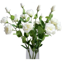 4 Pcs Rose Artificial Silk Lisianthus Fake Real Touch Flower with Long Stem Faux