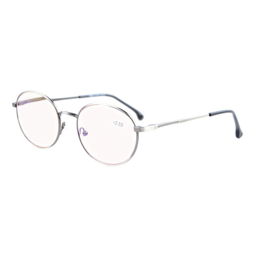 AntiGlare Reading Glasses +0.75 with Silver Coating and Spring Temple Oval Round Frame for Computer Use