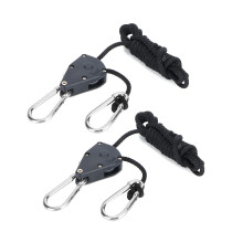 2Pcs Heavy Duty Adjustable Rope Hanger for Grow Lights, 1.8m Metal Pulley System with Secure Locking for Indoor Gardening