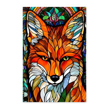 Fox Stained Glass Diamond Painting Kit 5D Full Round Diamonds Easy Numbered Canvas DIY Art 12x18 Inch for Home Wall Decor