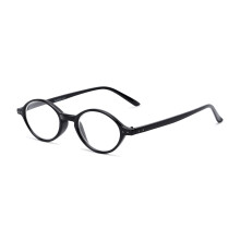 Black Round Reading Glasses +2.25 for Men and Women, Clear Closeup Magnification, Lightweight Plastic Frame
