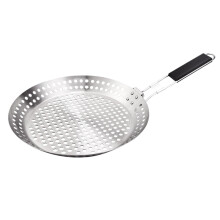Grill Basket with Foldable Handle, Multi‑Hole Design for Even Heat, Vegetable BBQ Plate for Outdoor Cooking
