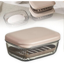 Leakproof Travel Soap Case with Lid, Portable Bar Soap Holder for Shower, Gym and Camping (Transparent Black)