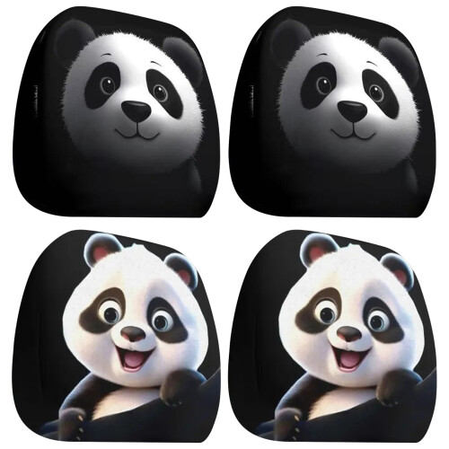 2PCS Lovely Whimsical Panda Car Headrest Protectors-Type B 1