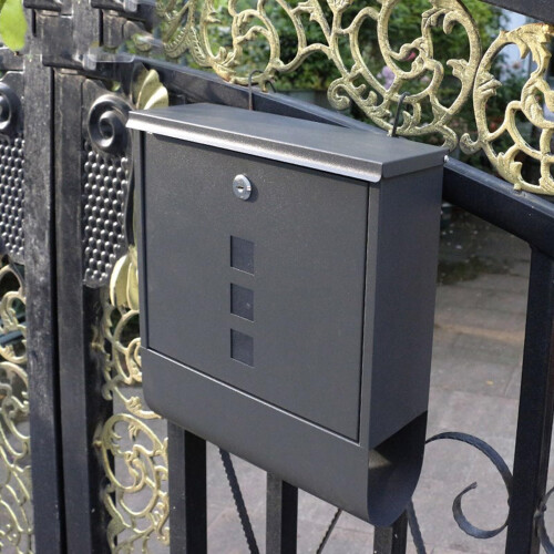 Black Wall Mounted Mailbox Rust Proof Locking Galvanized Steel Weather Resistant for Home and Office 1