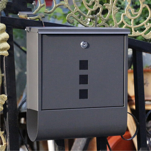 Black Wall Mounted Mailbox Rust Proof Locking Galvanized Steel Weather Resistant for Home and Office 2