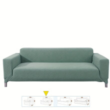 (Bean Green (Lucky Star), Two-seater sofa cover) Jacquard Sofa Cover, Elastic Full Coverage Sofa Chair Cover, Anti-Cat And Dog Detachable