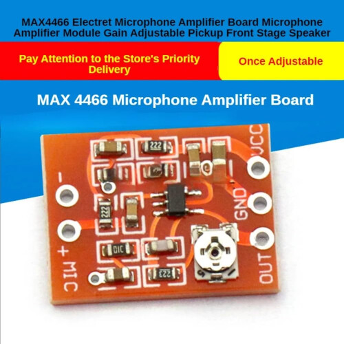 2PCS Electret Microphone Amplifier Module MAX4466 Adjustable Gain 30dB Audio Preamp Board for Arduino 1