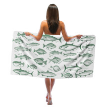 Vintage Fish Beach Towel Quick Dry Full Body Coverage Boho Fishing Sand Towel for Adults 30x60 in