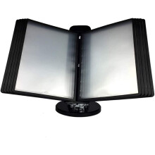 A4 Flip File Holder with Adjustable Tilt, Rotating Document Display Stand 10 Page Sleeves for Desktop or Wall Mount