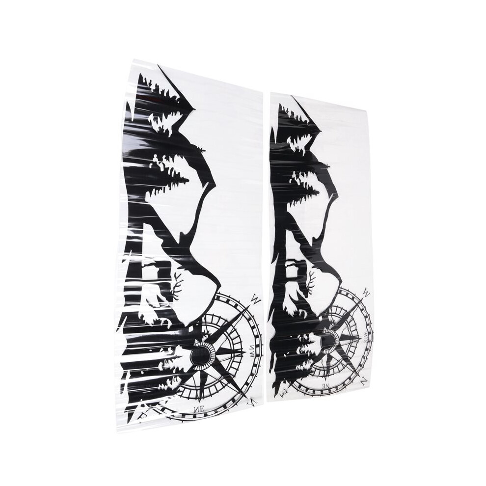 2X Body Sticker Decal Large Compass Navigation With Mountain Deer For Van Motorhome Black 6032536542918