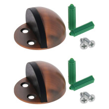 Stainless Steel Door Stop with Impact‑Absorbing Rubber Bumper, Floor or Wall Mounted, Red Copper Tone, Pack of 2