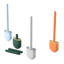 Silicone Toilet Brush with Long Handle, Wall Mounted Black Toilet Cleaning Brush for Bathroom