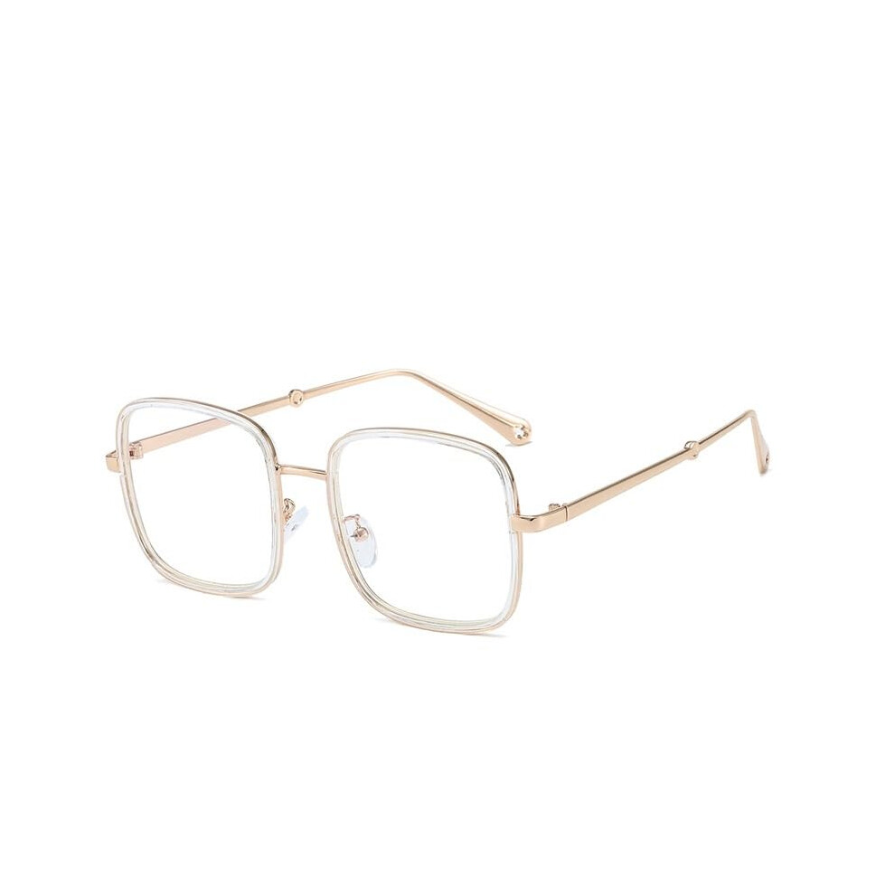 Blue/Light Women's Oversized Square Blocking Reading Glasses Transparent Frame Antiglare Computer Eyewear