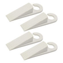 Heavy Duty Non Slip Rubber Door Stopper Set 4 Pack White Flexible Wedge for Home and Office