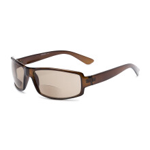 Brown Rectangular Bifocal Reading Sunglasses +1.50 Amber Lens for Outdoor Use Men and Women