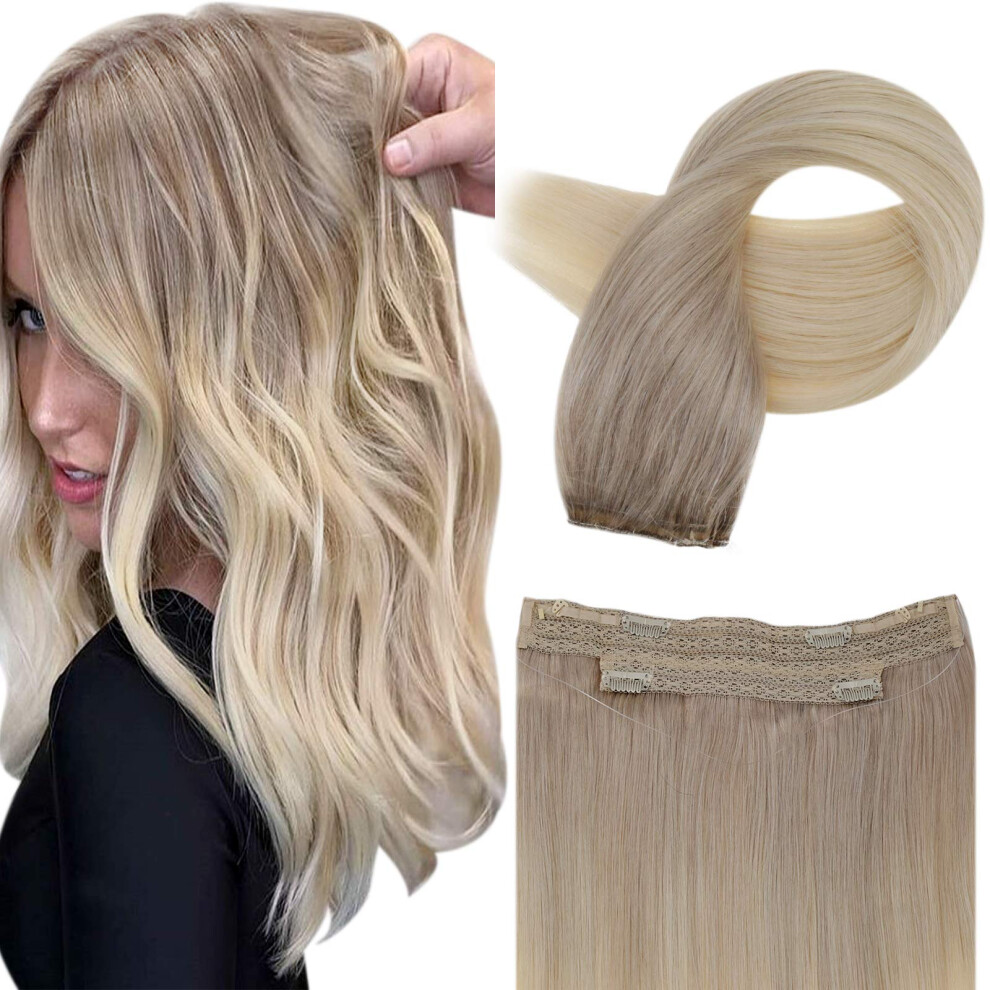 Unisex Invisible Halo Human Hair Extensions 20 Inch Color 18/60 Remy Hairpiece 80G Seamless Hidden Halo For Instant Length And Volume