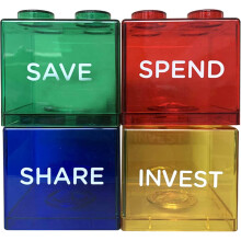 Translucent Piggy Bank Set for Kids and Adults, 4 Compartments Money Saving Box with PurposeDriven Color Labels