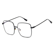 Oversized Square Blue Light Blocking Computer Glasses for Men and Women Black Metal Frame