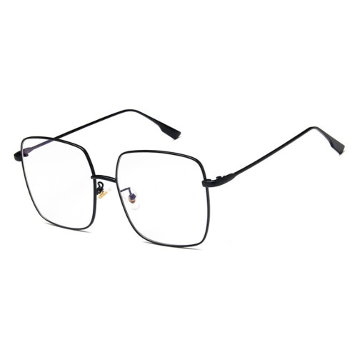 Oversized Square Blue Light Blocking Computer Glasses for Men and Women Black Metal Frame