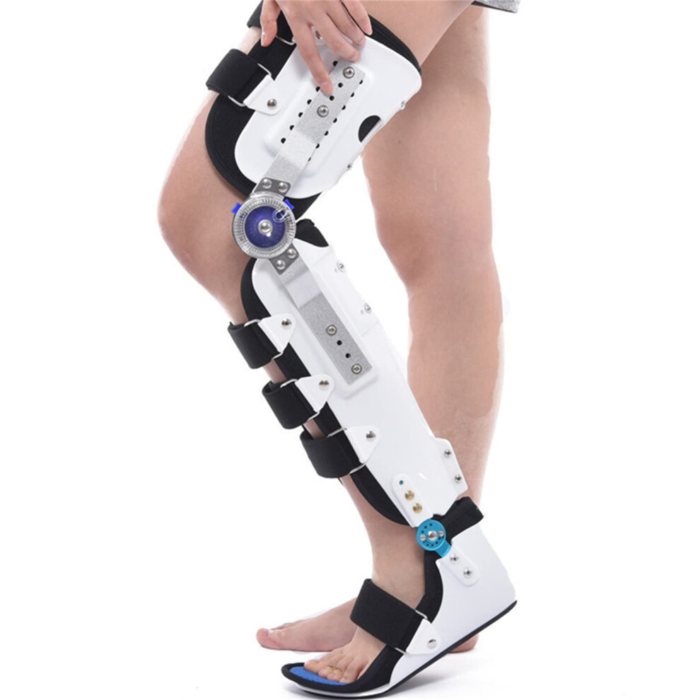 White Adjustable Hinged Knee Brace And Full Leg Knee Immobilizer Support Splint For Postsurgery Recovery 502