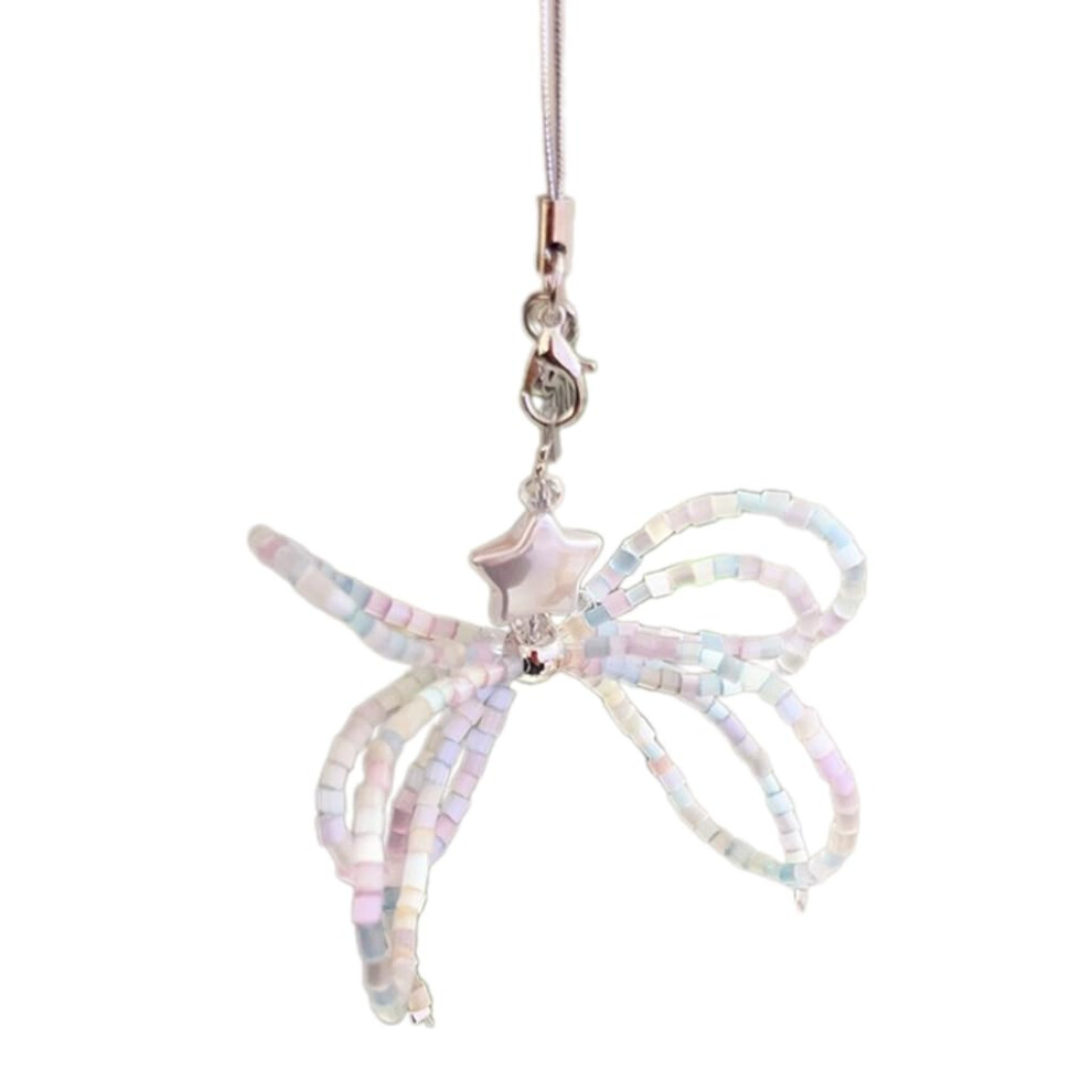 Stylish Bowknot Beaded Phone Charm Strap For Women, Lightweight Wrist Chain With Easy Clip Attachment 9310869699194