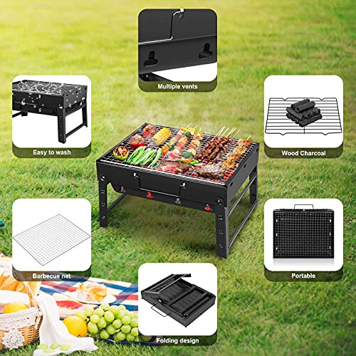 Portable Charcoal Grill for Camping Folding Tabletop BBQ with Quick Setup and Easy Cleanup 2