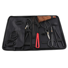 11 Piece Bonsai Tool Set with Carbon Steel Pruning Shears, Non‑Slip Grip and Nylon Case for Precise Styling