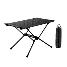 Aluminum Camping Table, Foldable Lightweight Design for Outdoor Picnic Beach Travel, Black