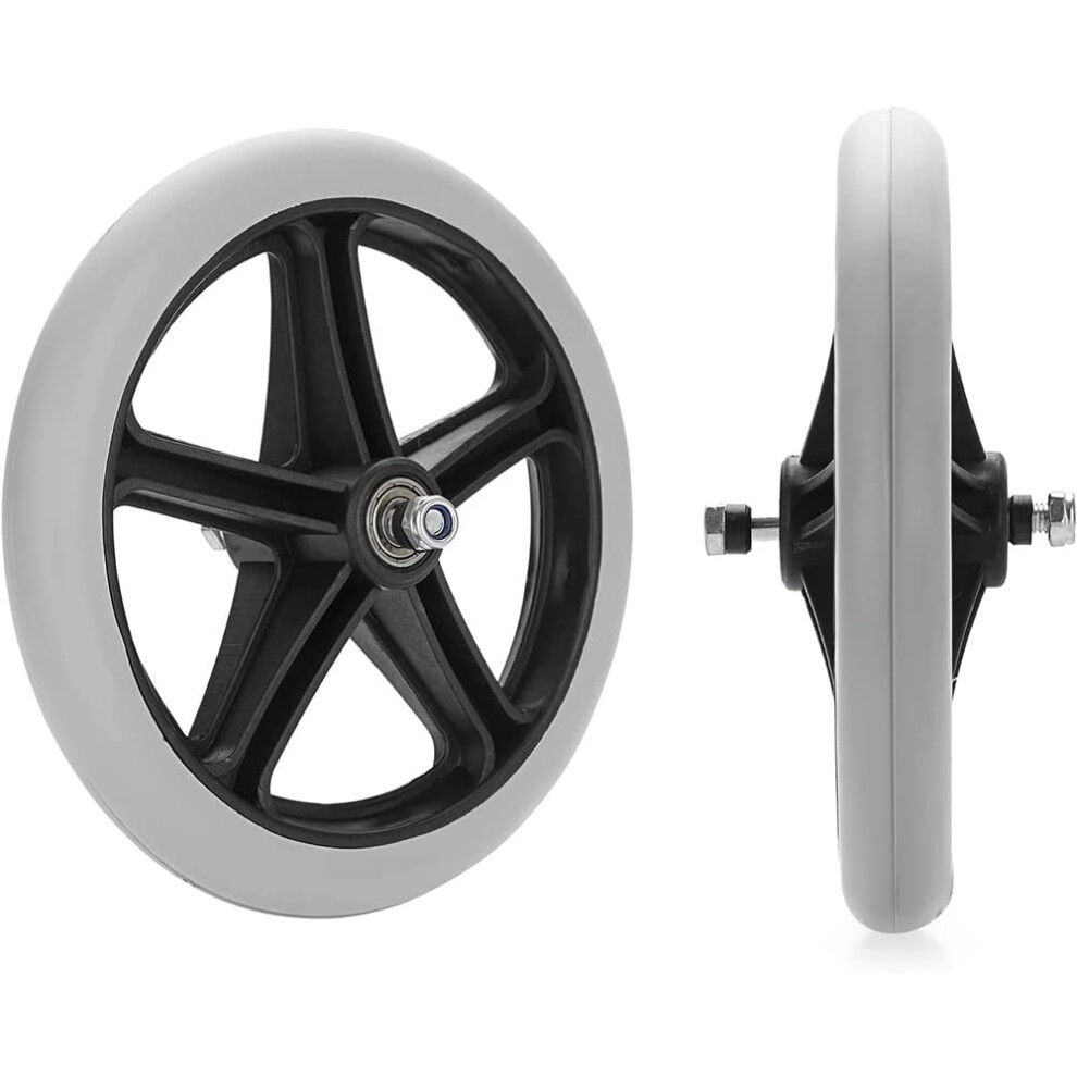 6' 7' 8' Wheelchair Front Wheels, Solid Puncture Proof Caster Tires, Smooth Non Slip Replacement for Transport Wheelchair