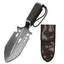 Camping Shovel Stainless Steel Multifunction Survival Shovel with NonSlip Paracord Grip and Belt Case