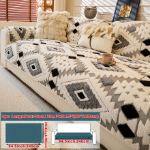 (Black, Large 4-seater 90*240cm/35.4*94.5inch) Anti Slip Machine Washable Protective Cover - 1pc Thick Plush Sofa Cushion