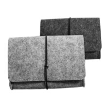 2pcs Felt Storage Bag Set for Travel Electronics and Passport, Compact Scratch‑Resistant Organizer Dark Grey and Light Grey
