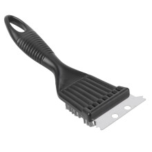 Stainless Steel BBQ Grill Brush with Scraper, Heavy Duty Wire Bristles, Non‑Slip Handle for Fast Grease Removal