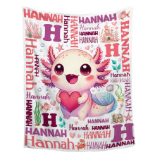 Axolotl Baby Blanket with Custom Name, Soft Toddler Blanket 30x40 for Nursery and Travel