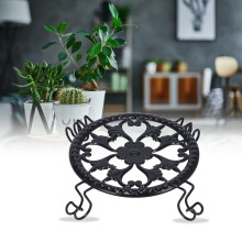 Black Wrought Iron Plant Stand with Stable FourPoint Support, Elegant SpaceSaving Flower Pot Holder