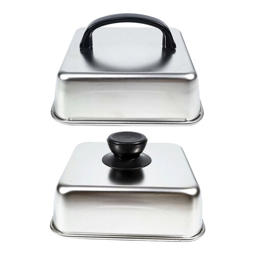 Square Griddle Grill Cover Lid 304- barHandle 21x21x5CM 2