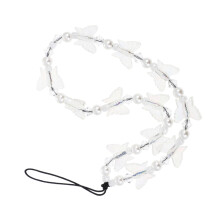 Transparent Butterfly Phone Lanyard Strap with Crystal Charm, Anti‑Loss Secure Wrist Strap for Keys and Cameras