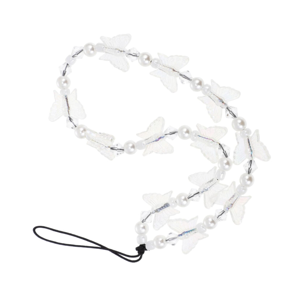 Transparent Butterfly Phone Lanyard Strap With Crystal Charm, AntiâLoss Secure Wrist Strap For Keys And Cameras 9330225648703