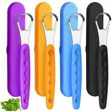 4-Pcs Stainless Steel Tongue Scraper Set w/ Travel Cases – Reduces Bad Breath, Compatible with Adults & Kids – Orange/Black/Green/Blue