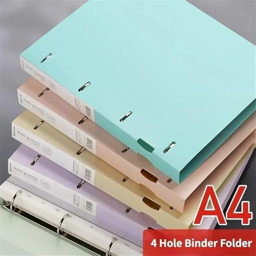 Pink A4 File Folder with Waterproof Protective Design, Refillable 4Hole Ring Binder for Office Documents 1