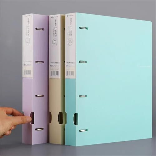 Pink A4 File Folder with Waterproof Protective Design, Refillable 4Hole Ring Binder for Office Documents 2