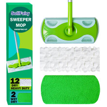 SoliFairy 2 in 1 Floor Mop and Sweeper Kit with 51Inch Adjustable Handle, Washable Pads Compatible with Swiffer Sweeper