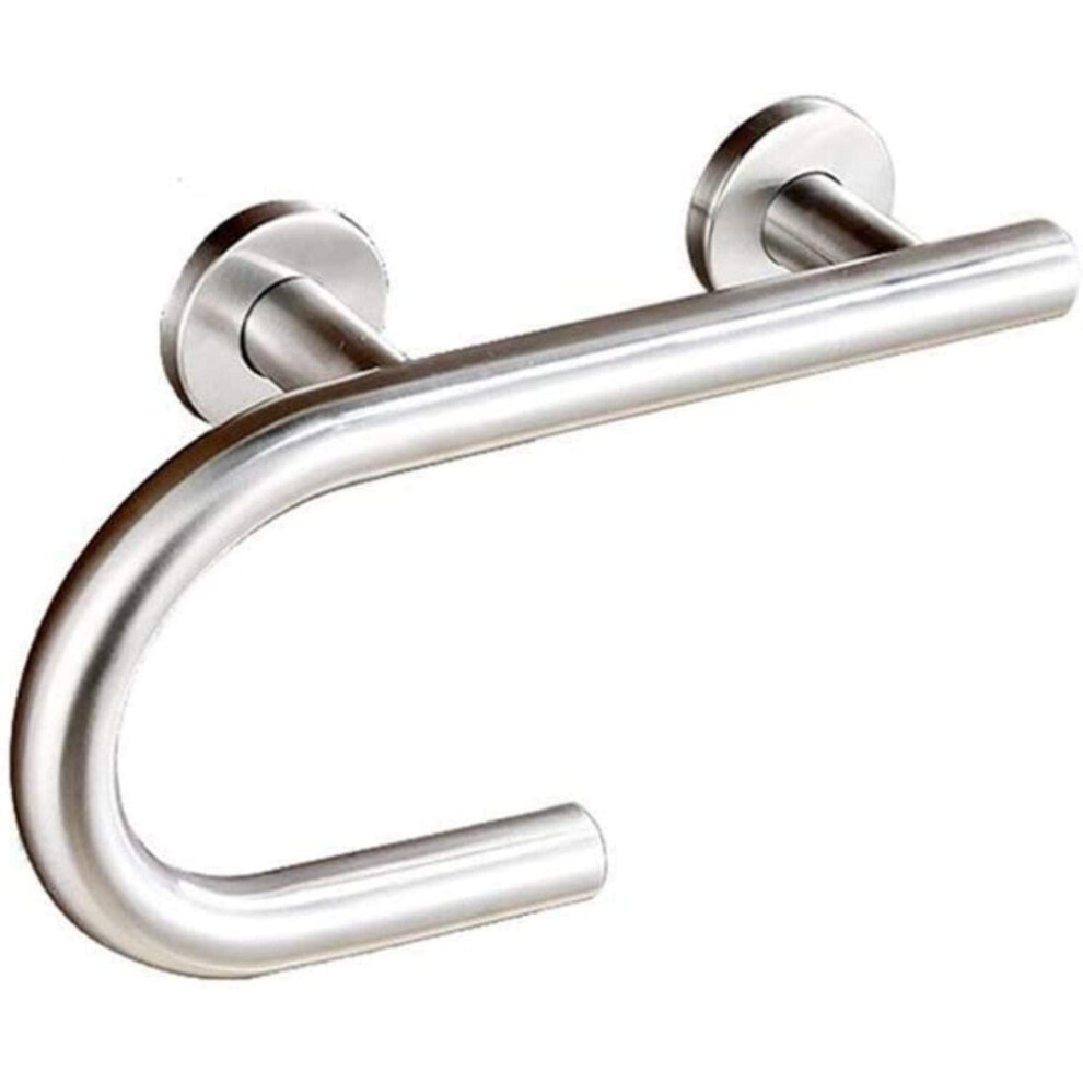 25cm Bathroom Grab Bar Stainless Steel Safety Handrail with Anti Slip Ergonomic Grip, 2âinâ1 Wall Mounted Silver Rail
