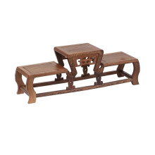 Wooden Vase Stand with Hollow Carving Design, Bonsai Display Base for Teapot Plants and Flowers