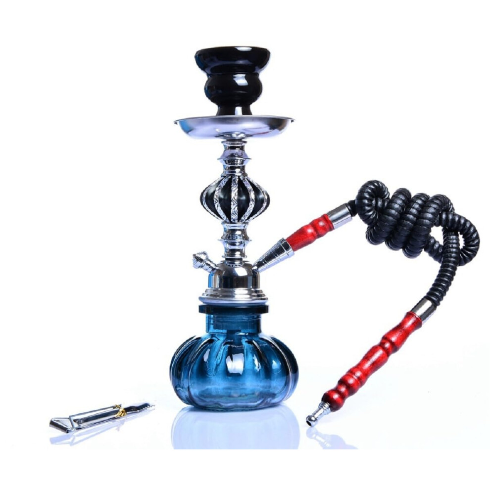 Stylish Black Hookah Kit with Heat Resistant Bottle, Detachable Long Mouthpiece and Soft Leather Hose