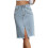 Women'S High Waisted Split Front  Hem Bodycon Midi Denim Skirt Light  S 1
