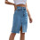 Women'S High Waisted Split Front  Hem Bodycon Midi Denim Skirt Medium  S 1