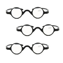 3 Pack Retro Round Reading Glasses +2.0 for Men and Women, Clear NearVision with Case