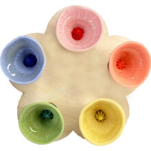 Bee Drinking Cups for Garden Pollinators, Colorful Mini Bee Water Feeder 3.54x1.18x1.18, Quick Install